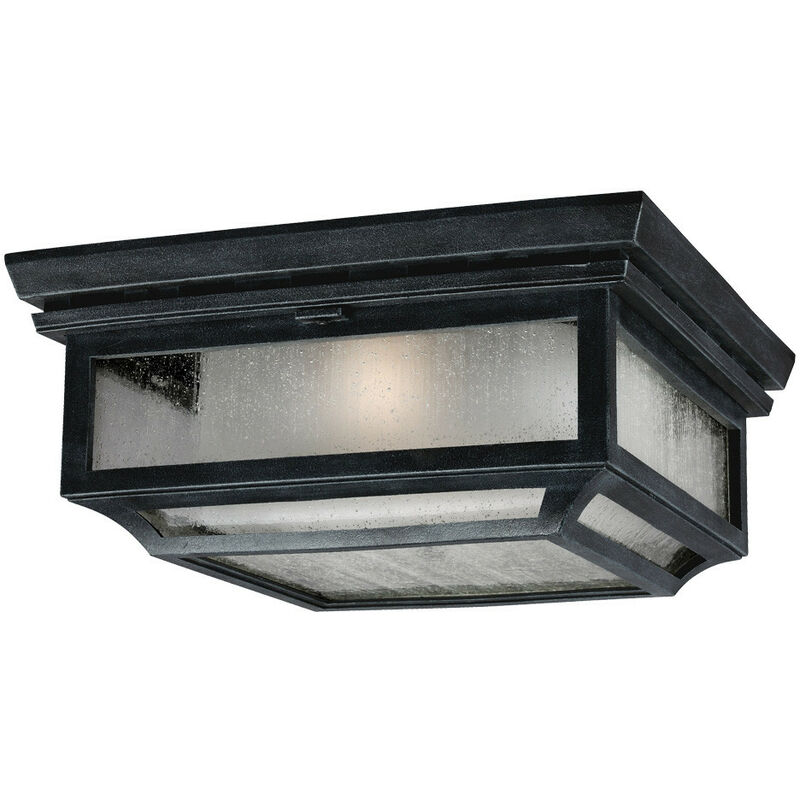 

Shepherd - Lámpara de techo empotrada para baño, 2 luces, zinc oscuro IP44, E27 - Elstead