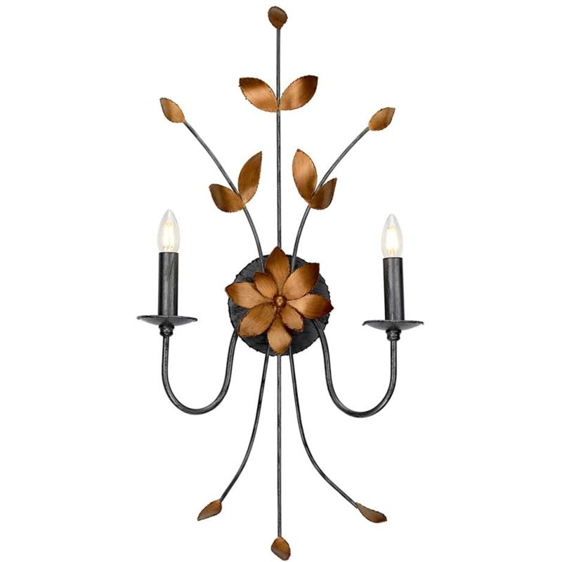 Lampada da parete luce acciaio metallo oro h 91.4 cm luce corridoio 2 fiamme classica