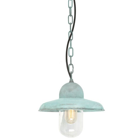 Elstead Somerton - 1 Light Outdoor Ceiling Chain Lantern Verdigris IP44, E27