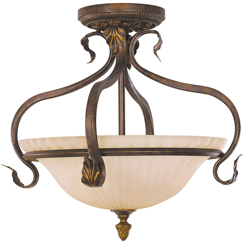 Elstead - Lampadario Contemporaneo Sonoma Valley Acciaio Marrone Antico Vetro 3 E27