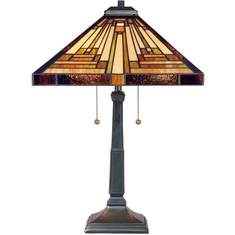 Elstead Stephen - 2 leichte Tiffany Tischlampe Vintage Bronze, E27