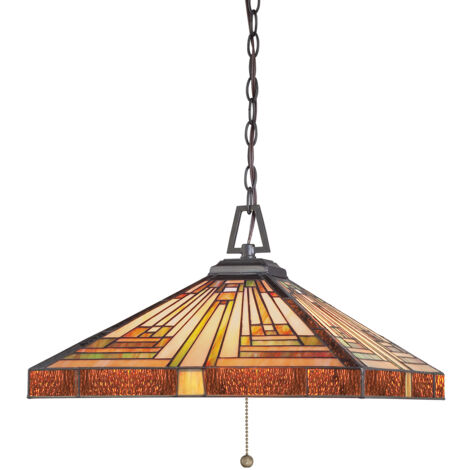 Elstead Stephen - Lampada da soffitto Tiffany a 3 luci vintage bronzo, attacco E27