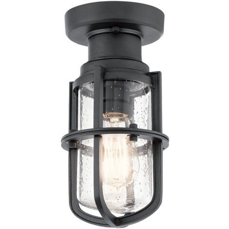 Elstead Suri da esterno 1 luce portico, lanterna a piedistallo, nero strutturato, IP44, E27