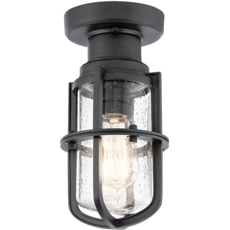 Elstead Suri Outdoor 1 leichte Veranda, Sockellaterne, strukturiertes Schwarz, IP44, E27