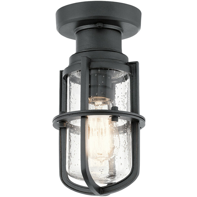 Suri Outdoor 1 Light Porch , Pedestal Lantern, Textured Black, IP44, E27 - Elstead