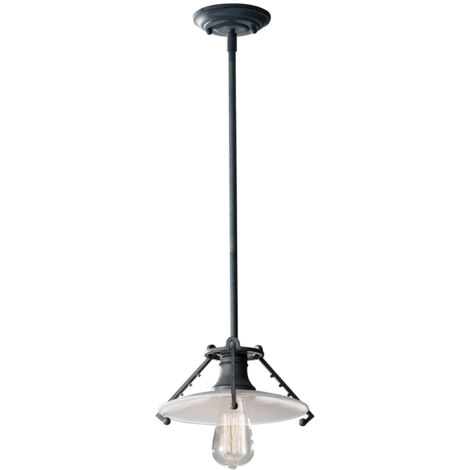 Elstead - Suspension à 1 ampoule en zinc vieilli, verre opale, E27