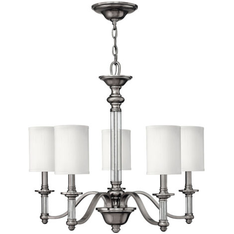 Elstead Sussex - Lampadario a 5 luci multibraccio finitura nichel spazzolato, E14