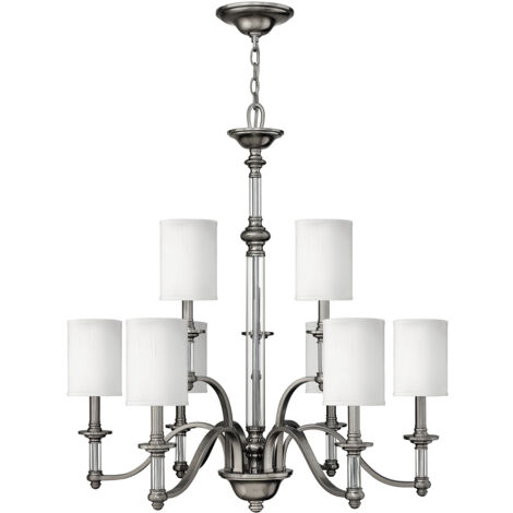 Elstead Sussex - Lampadario a 9 luci multibraccio finitura nichel spazzolato, attacco E14