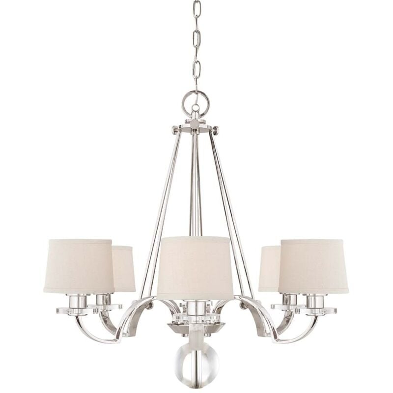 Lampadario lampada sospensione plafoniera vetro lino metallo d 78,7 cm 6 fiamme