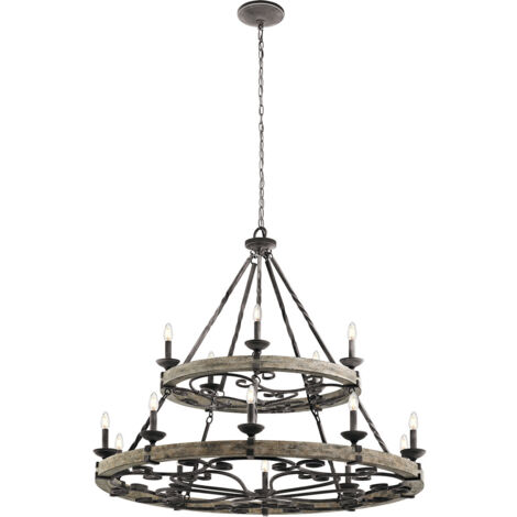 Elstead Taulbee - Lampadario a 15 luci in zinco stagionato