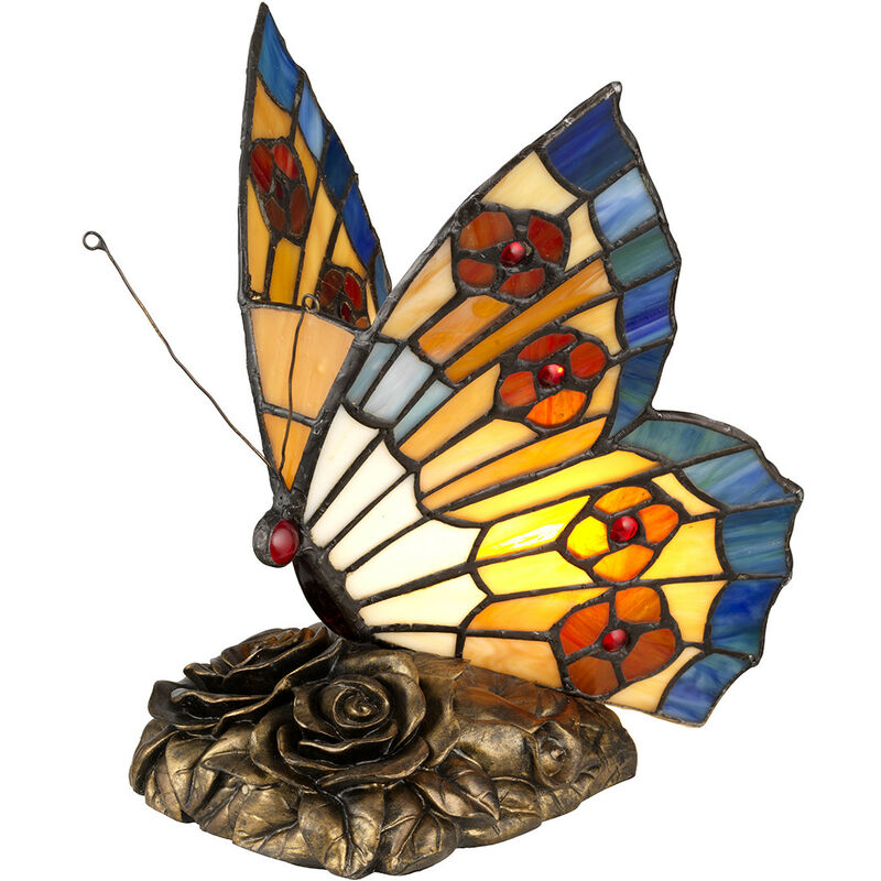 Tiffany Animal Lamps Butterfly Tiffany Lamp, Architectural Bronze, G9 - Elstead