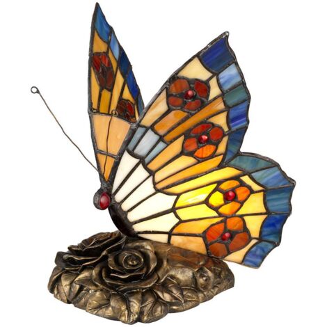 Elstead Tiffany Tierlampen Schmetterling Tiffany Lampe, Architekturbronze, G9