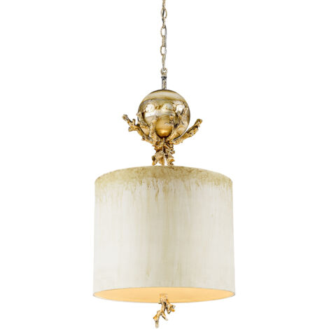 Elstead Trellis - Lampadario a 1 luce in stucco, foglia argento, attacco E27