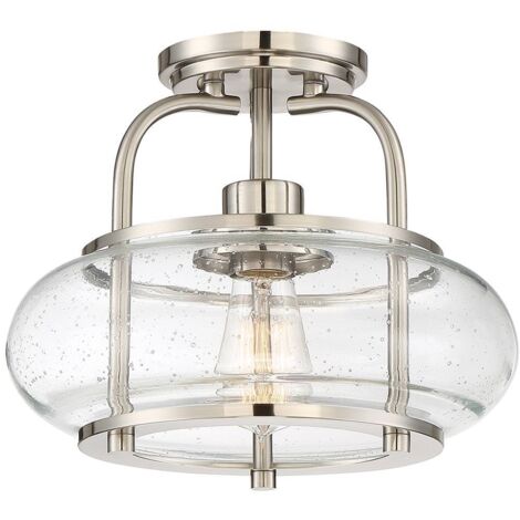 Elstead Trilogy 1 Leichte Semi-Flush-Halterung, Nickel gebürstet, E27