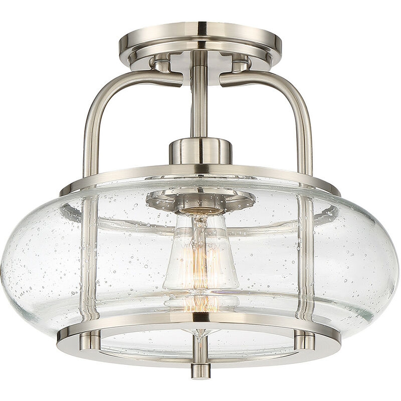 Elstead - Trilogy 1 Light Semi-Flush Mount, Brushed Nickel, E27