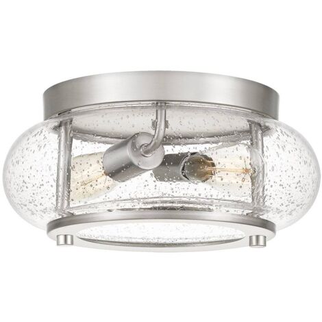 Elstead Trilogy 2 Light Flush Mount, Nickel gebürstet, E27
