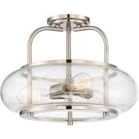 Elstead Trilogy 3 Leichte Semi-Flush-Halterung, Nickel gebürstet, E27
