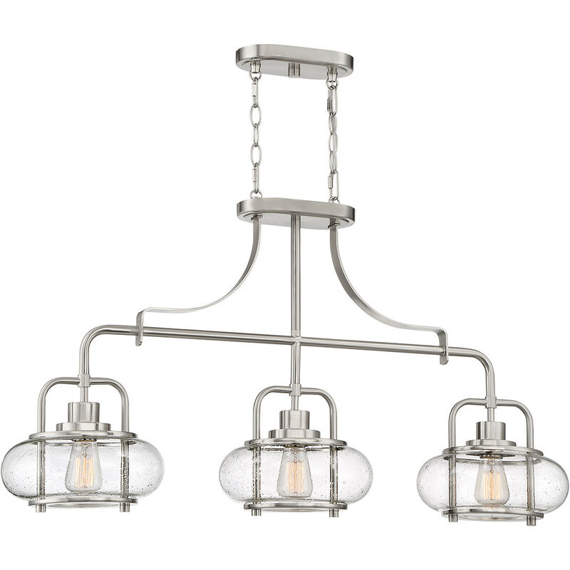 Elstead - Trilogy 3 Light Island Pendant, Brushed Nickel, E27