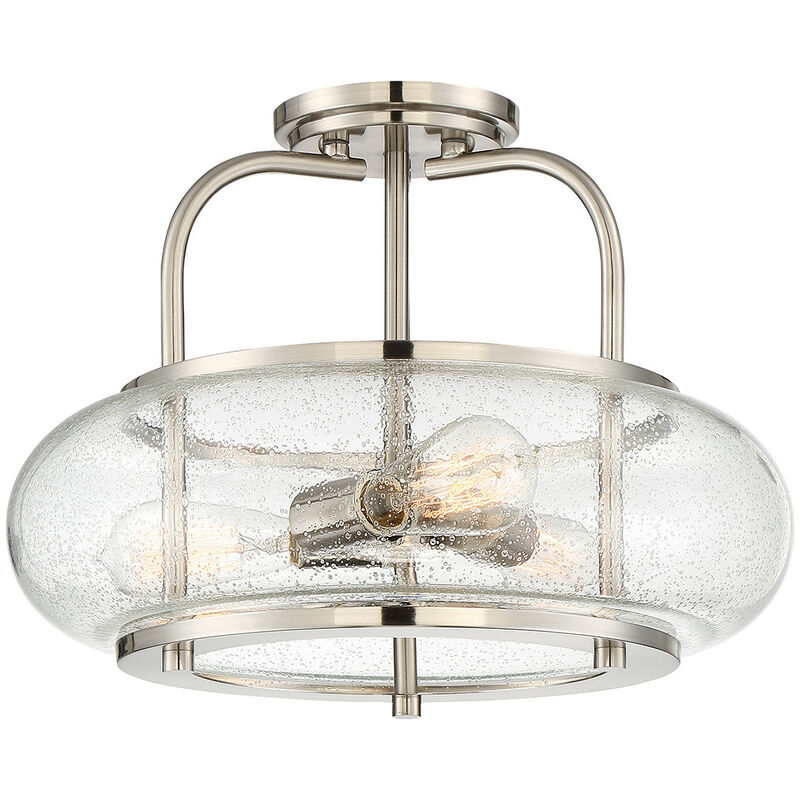 Elstead - Trilogy 3 Light Semi-Flush Mount, Brushed Nickel, E27