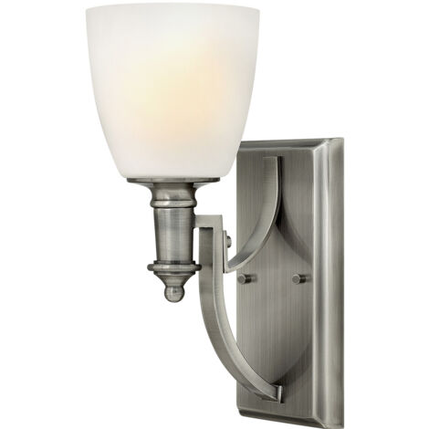 Elstead Truman - Applique murale à 1 ampoule abat-jour en verre nickel antique, E27
