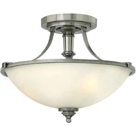 Elstead Truman - Plafoniera a 3 luci semi filo nichel antico, attacco E27