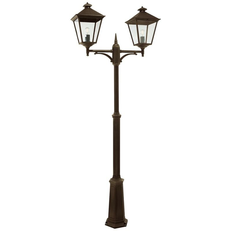 Elstead Lighting - Elstead Turin Grande - 2 Light Grande Twin Lamp Post - Black/Gold IP54
