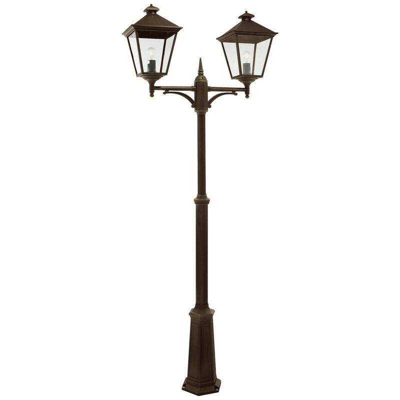 

Elstead Turin Grande - Poste de luz Grande Twin 2 luces - Negro / Dorado IP54