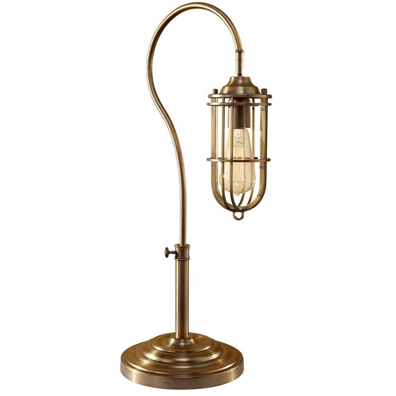 Lampada da tavolo, lampada laterale, lampada da comodino, acciaio, ottone, h 61,6 cm, 1 luce