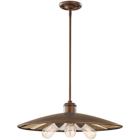 Elstead Urban Renewal - Sospensione a soffitto a 3 luci grande cupola bronzo, attacco E27
