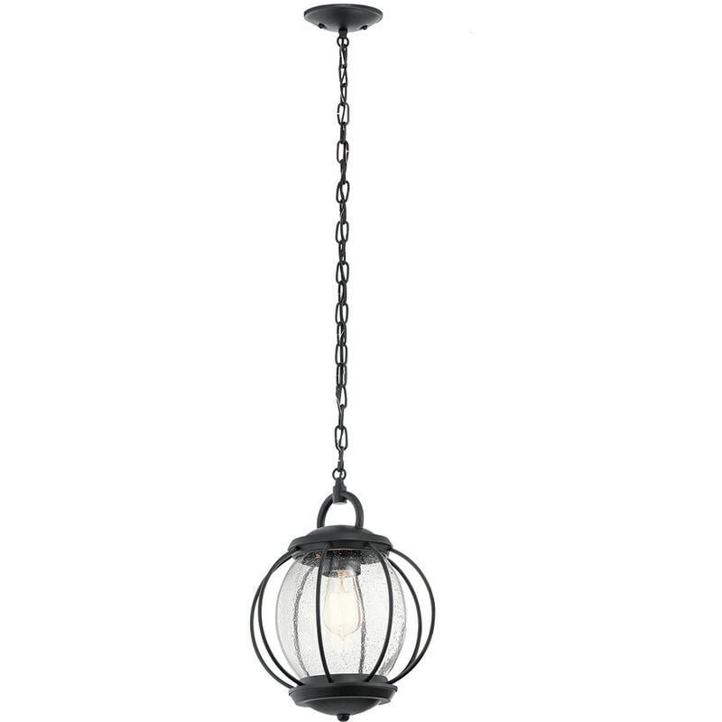 Elstead Vandalia - 1 Light Small Outdoor Ceiling Chain Lantern Black, E27