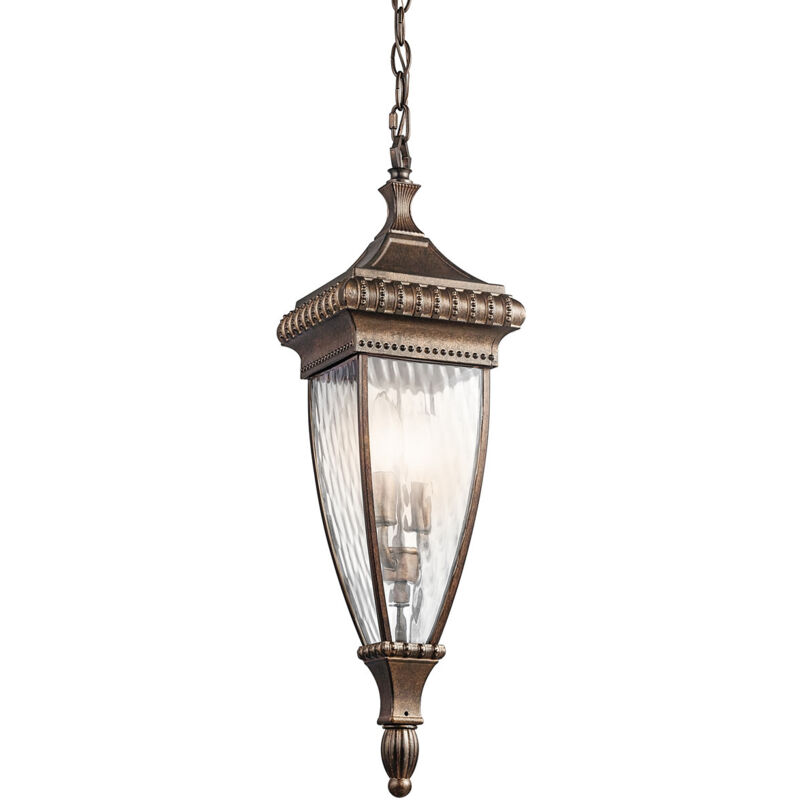 Venetian Rain - Lanterna a Catena da Soffitto a 2 Luci per Esterno Bronzo Spazzolato, E14 - Elstead
