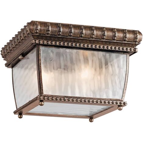 Elstead Venetian Rain - Plafonnier extérieur à 2 ampoules au fini bronze brossé IP44, E14