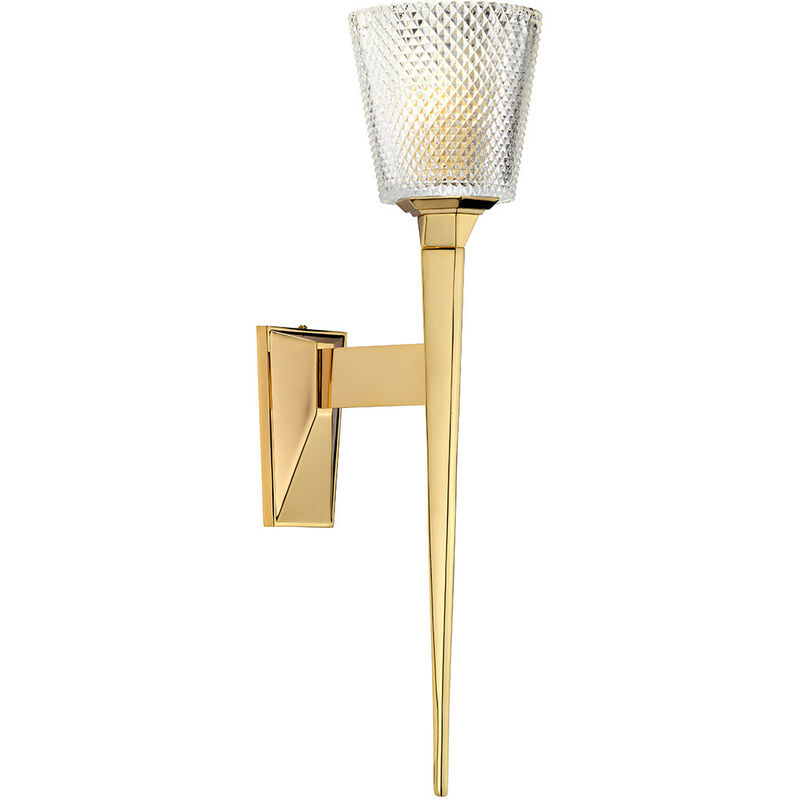 

Elstead Verity - 1 lámpara de pared ligera, pantalla de vidrio dorado pulido, G9