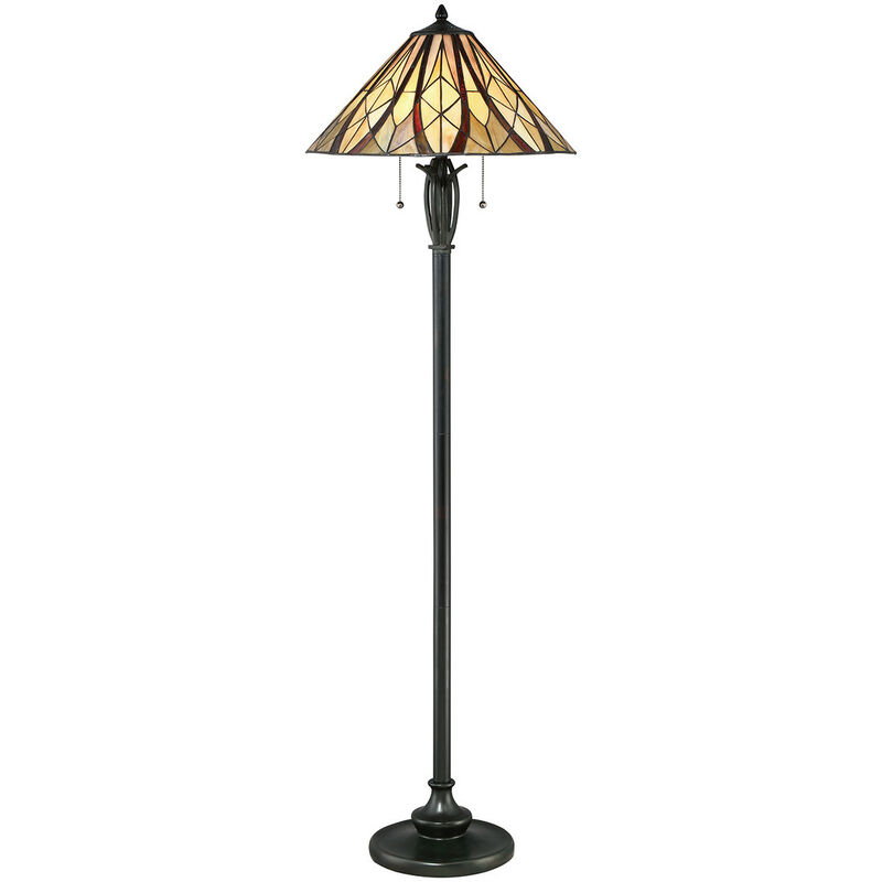 Elstead Lighting - Elstead Victory Tiffany Floor Lamp, Valiant Bronze, E27