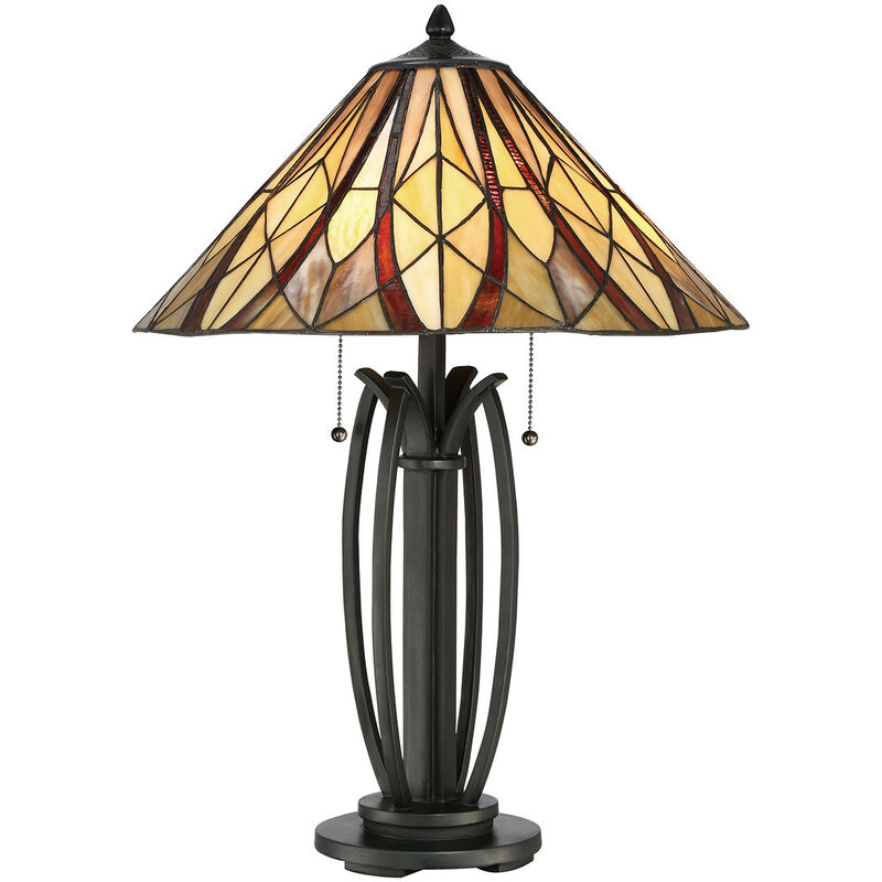 Elstead Lighting - Elstead Victory Tiffany Table Lamp, Valiant Bronze, E27