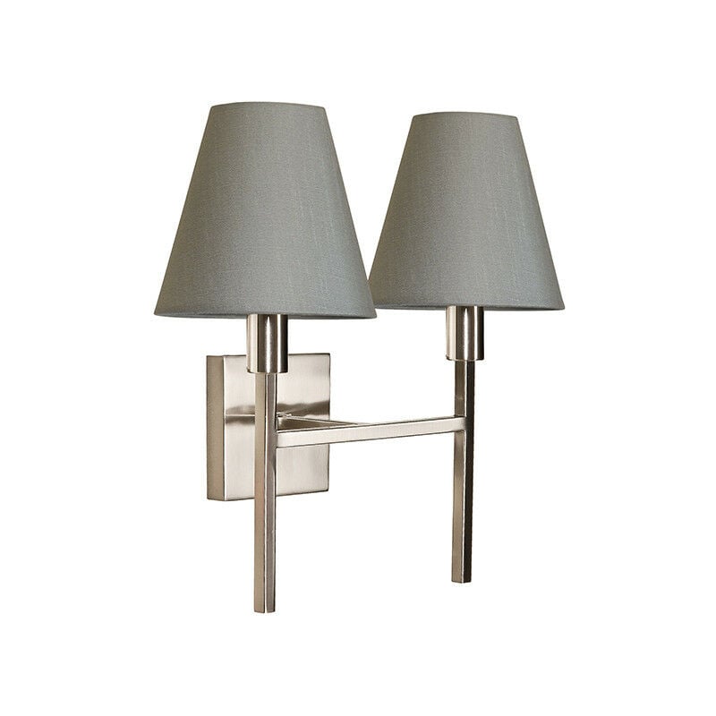 Wall 2 Light Brushed Nickel with Grey Shade - Elstead