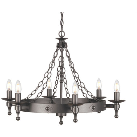 Elstead Warwick - 6 Light Chandelier Graphite Black Finish, E14