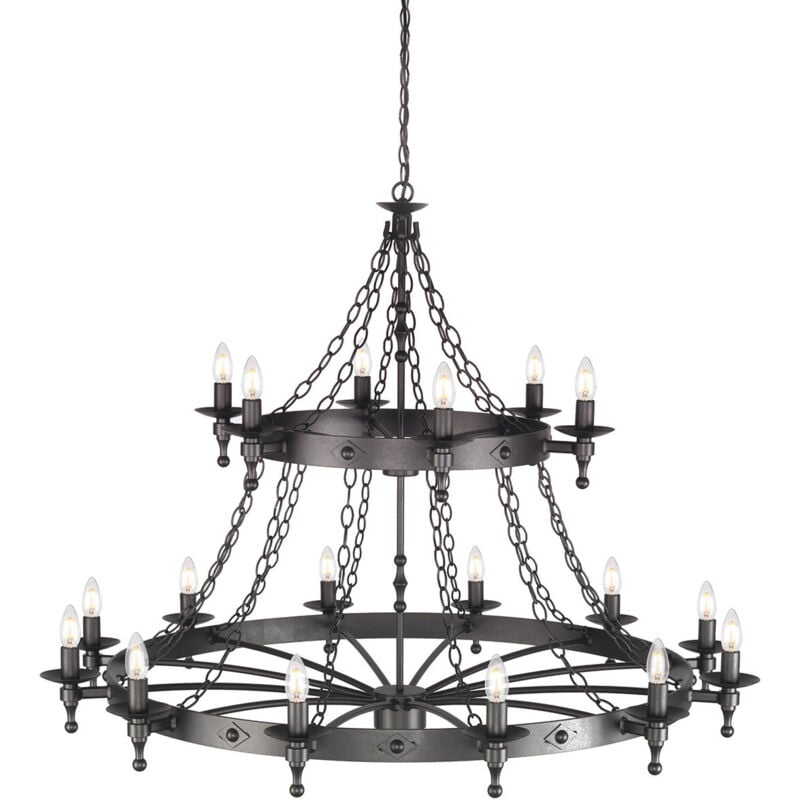 Warwick - Lampadario a sospensione a 18 luci a 2 livelli - nero grafite - Elstead