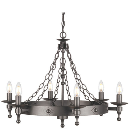 Elstead Warwick - Lustre à 6 ampoules au fini noir graphite, E14