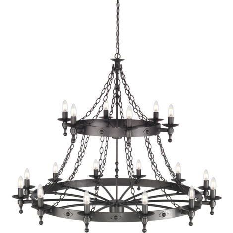 Elstead Warwick - Lustre suspendu à 2 niveaux à 18 ampoules - Noir graphite