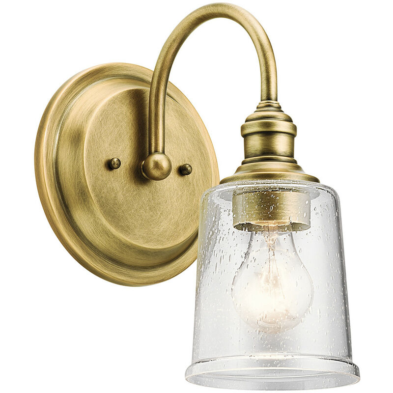 Elstead - Waverly 1 Light Wall Light, Natural Brass, E27