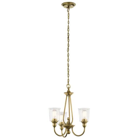 Elstead Waverly 3 Light Kronleuchter, Naturmessing, E27