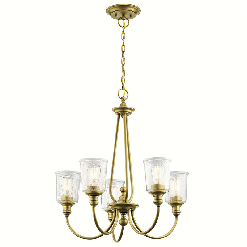 Elstead - Waverly 5 Light Chandelier, Natural Brass, E27