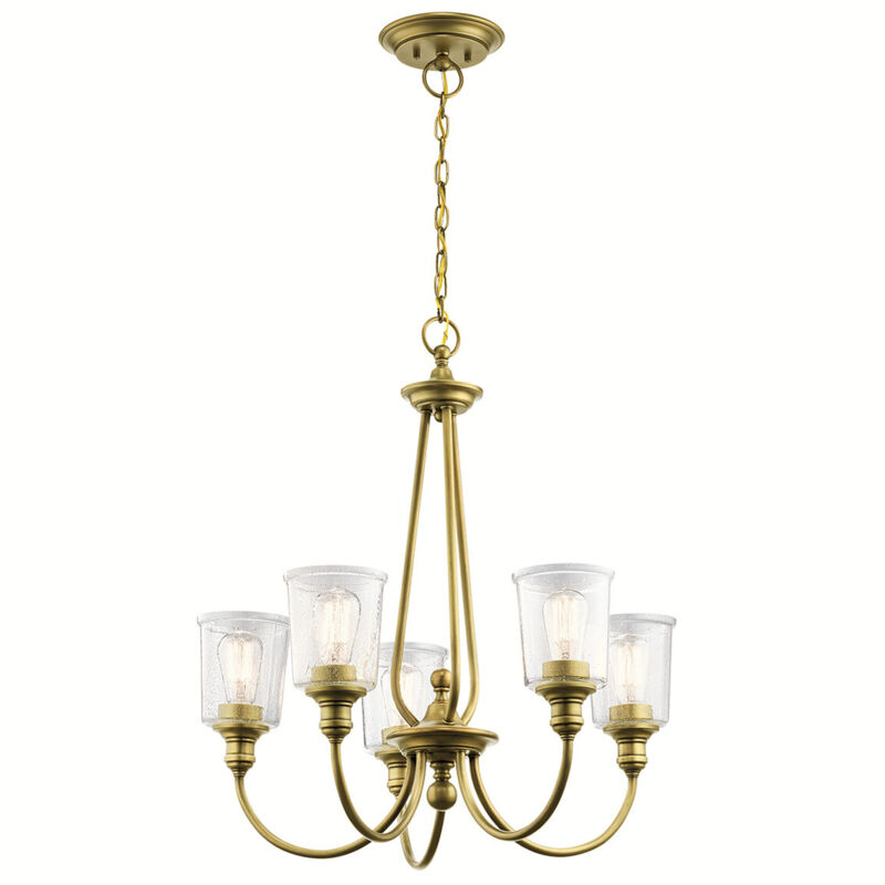 Waverly 5 Light Kronleuchter, Naturmessing, E27 - Elstead