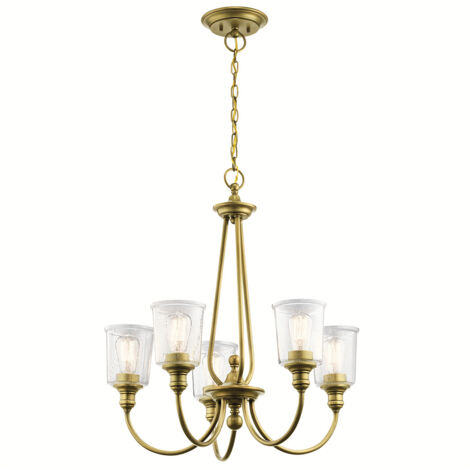 Elstead Waverly 5 Light Kronleuchter, Naturmessing, E27