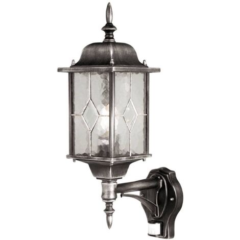Elstead Wexford - 1 Licht Außenbewegungssensor Laterne Licht Schwarz Silber IP43, E27