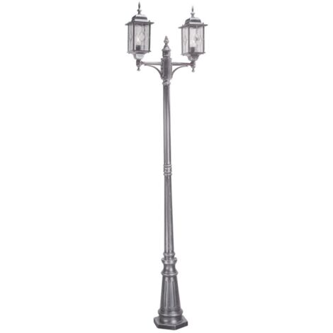 Elstead Wexford - 2 Licht Außenlaternenpfosten Schwarz Silber IP43, E27