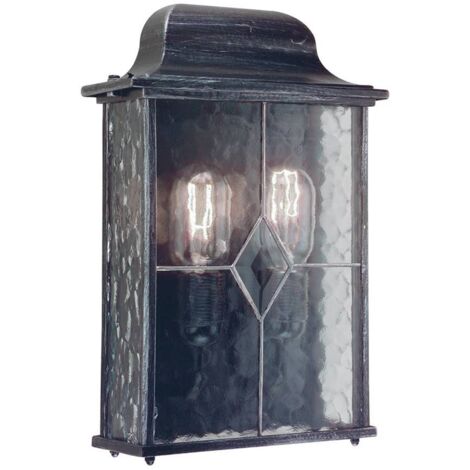 Elstead Wexford - 2 Licht Außenwand Halblaterne Hell Schwarz Silber IP43, E27
