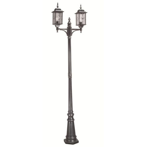 Elstead Wexford - Lampadaire extérieur à 2 ampoules noir argent IP43, E27