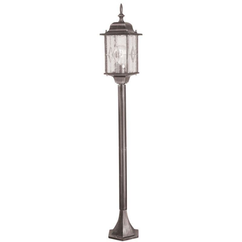 Wexford - Lampioncino Paletto da Esterno 1 Luce Nero Argento IP43, attacco E27 - Elstead